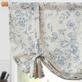 jinchan Tie Up Curtain Double Layer Linen Roman Shades Valance Curtain Floral by JINCHAN