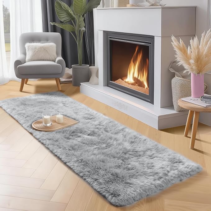 PAGISOFE Grey Runner Rugs for Hallway 2x6 Ft, Super Soft Fluffy Rug Home Decor - Image 4