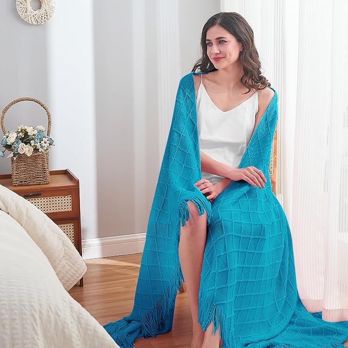 inhand Teal Throw Blanket for Couch and Bed, Soft Living Room Home Decor - Image 3