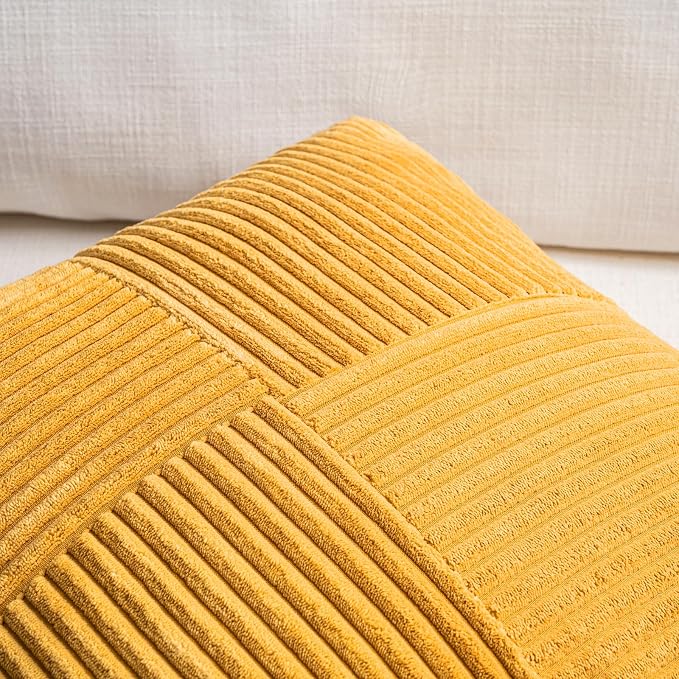 Fancy Homi 2 Packs Gold Yellow Lumbar Decorative Throw Pillow Covers 16x28 Inch - Image 3