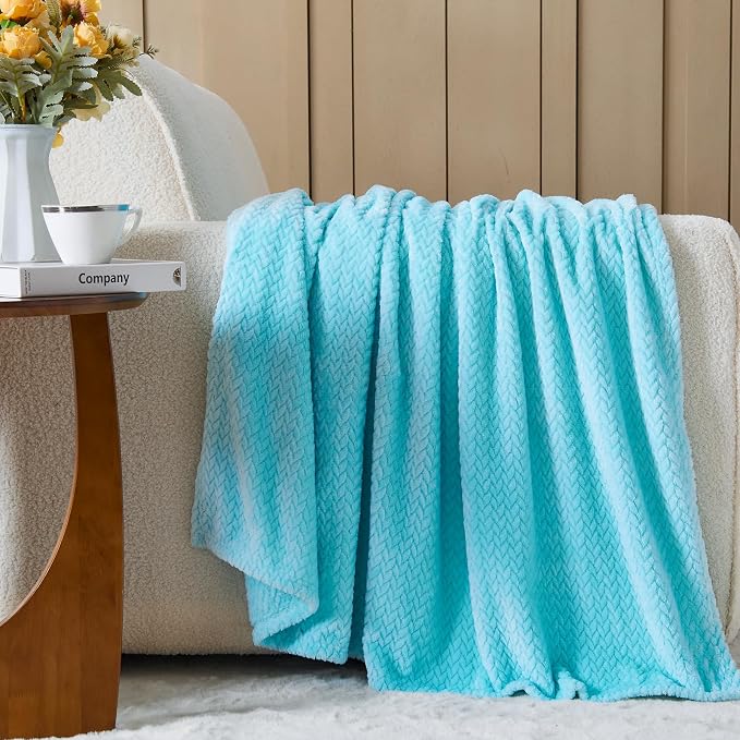 NEWCOSPLAY Super Soft Queen Blanket Turquoise Premium Silky Flannel Fleece - Image 8