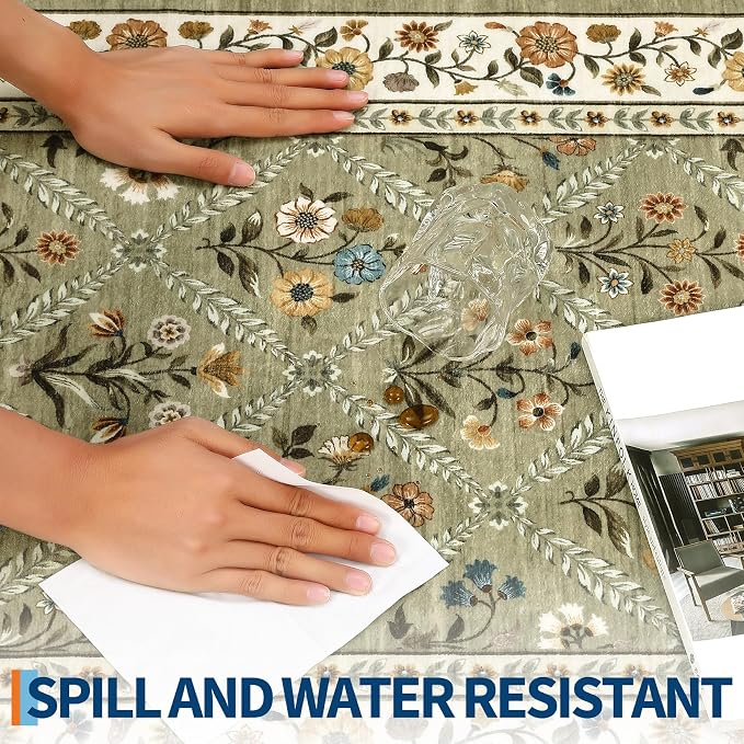 Washable Kitchen Runner 2x6 Non-Slip Floral Carpet Runner - Image 6