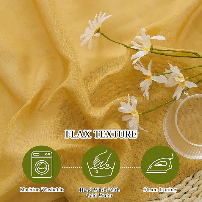 NICETOWN Citrine Linen Curtains 108 inches Long, Grommet Decorative Semi Sheer - Image 4