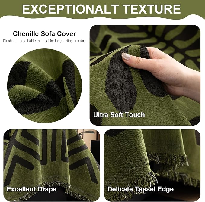 VClife Bohemian Green and Black Couch Cover Western Aztec Sofa Cover - Image 5