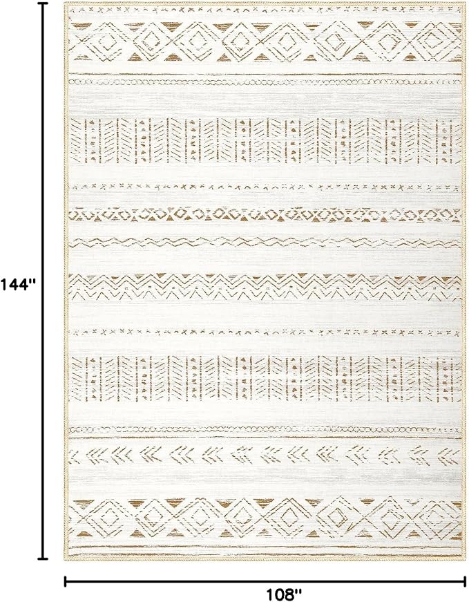 cotiled 9x12 Area Rug Living Room: Washable Boho Rugs - Image 2