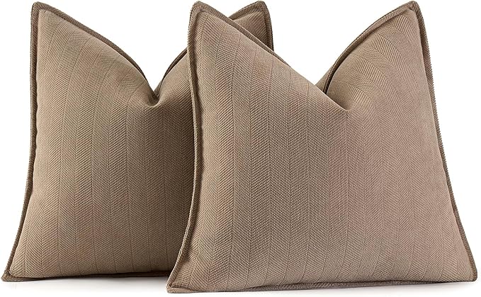 MIULEE Pack of 2 Coco Brown Decorative Pillow Covers 22x22 Inch Soft Chenille by MIULEE