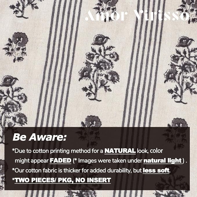 Amor Virisso Floral Throw Pillow Covers 24x24 Set of 2 Block Print Pillow - Image 3