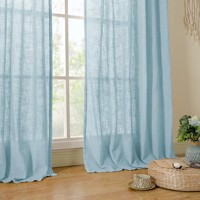 LAMIT Sheer Linen Curtains 63 Inch - Image 9