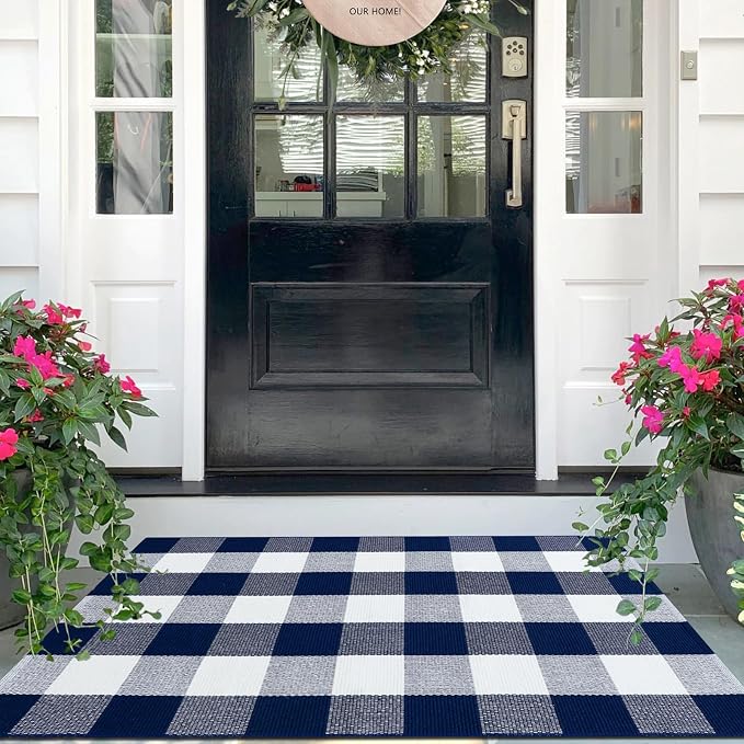 IOHOUZE Buffalo Plaid Checkered Rug 27.5" X 43" Front Door Mats, Washable Area by iOhouze