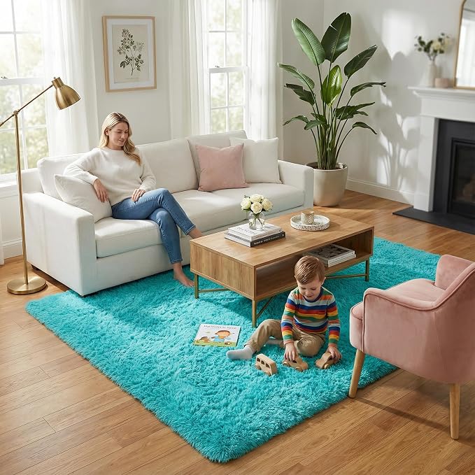 Merelax Soft Modern Indoor Large Shaggy Rug - Image 2
