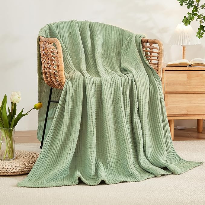 EMME Cotton Blanket Twin XL for Bed Soft Muslin Blankets 66"x90" Lightweight by EMME