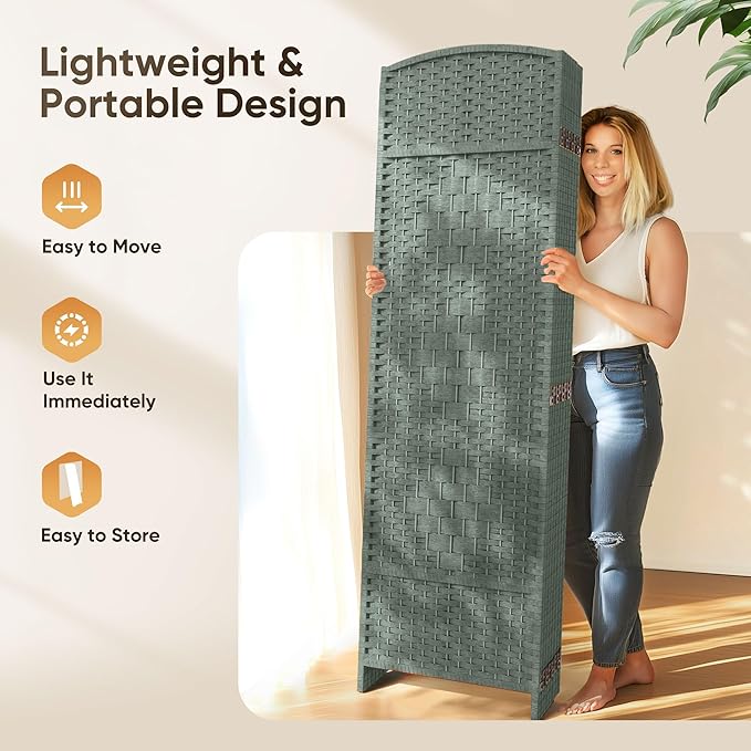 JOSTYLE Room Divider 6ft. Tall Extra Wide Privacy Screen, 8-Panel Folding - Image 5