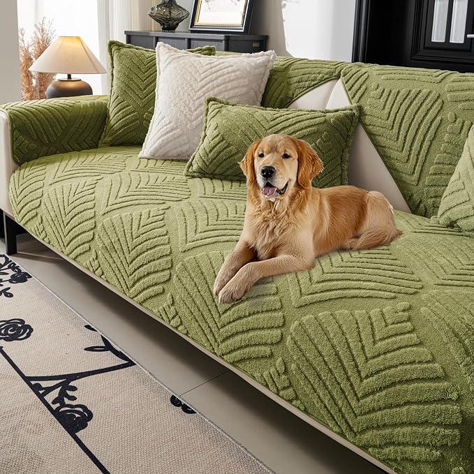 Sectional Couch Cover, Non-Slip Sofa Cover Plush Warm, Funny Fuzzy Pet Couch by PJLZJFBY