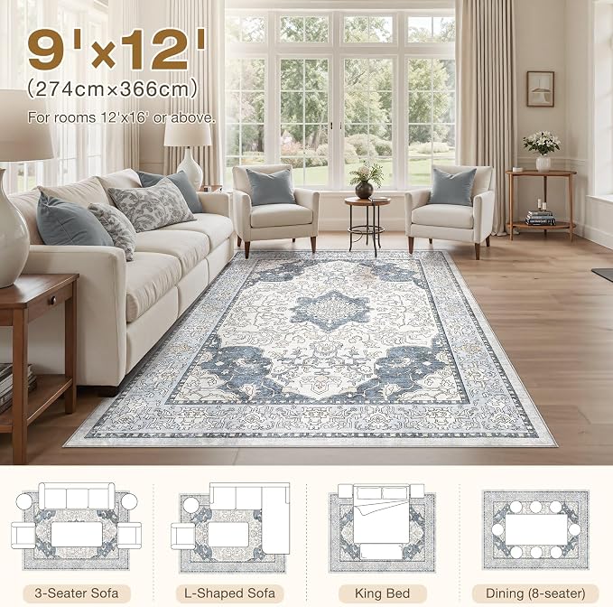 cotiled 9x12 Area Rugs Large Washable Rugs - Image 7