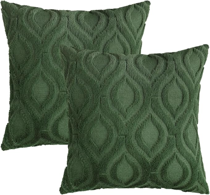 decorUhome Throw Pillow Covers 20x20 Inch Set of 2, Soft Plush Faux Wool Forest - Image 9