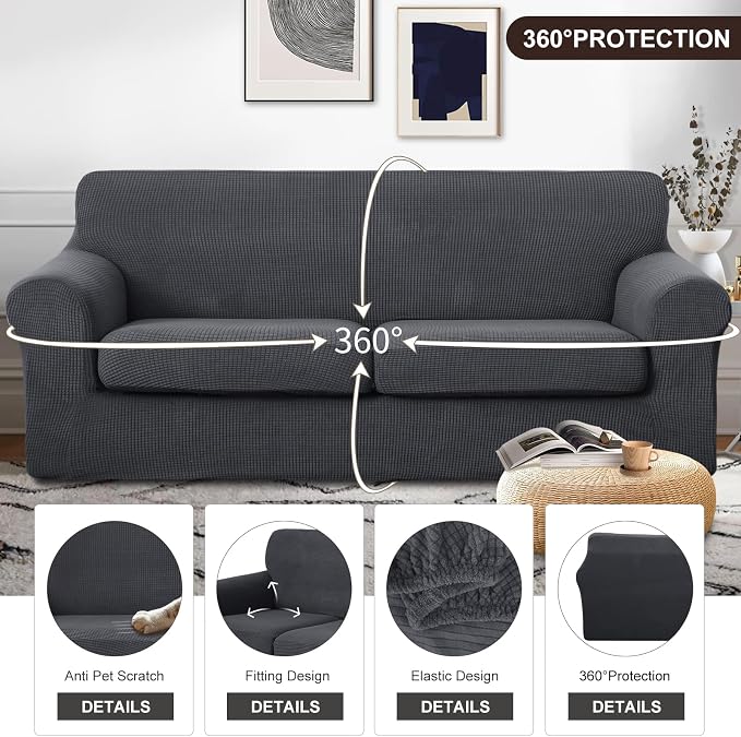 U-NICE HOME 3 Pieces Stretch Couch Cover Sofa Cover Washable Sofa Slipcover - Image 4