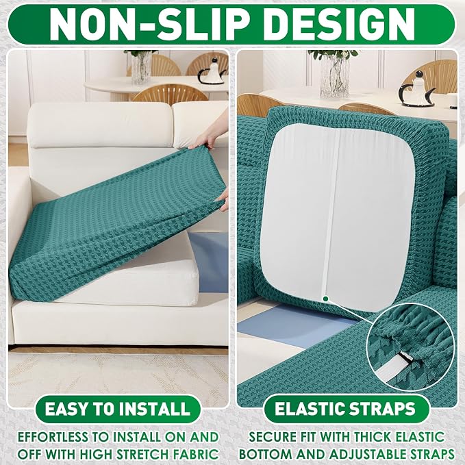 MAXIJIN Couch Cushion Covers for Sectional Sofa, Stretch Sofa Cushion Cover - Image 4