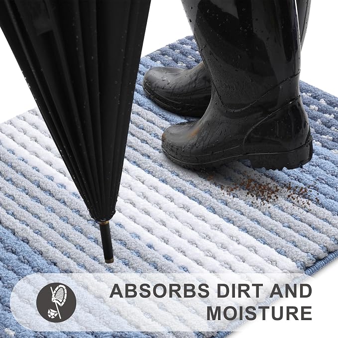 Kitinjoy Indoor Outdoor Door Mat, 71x47 Non-Slip Absorbent Dirt Trapper - Image 2
