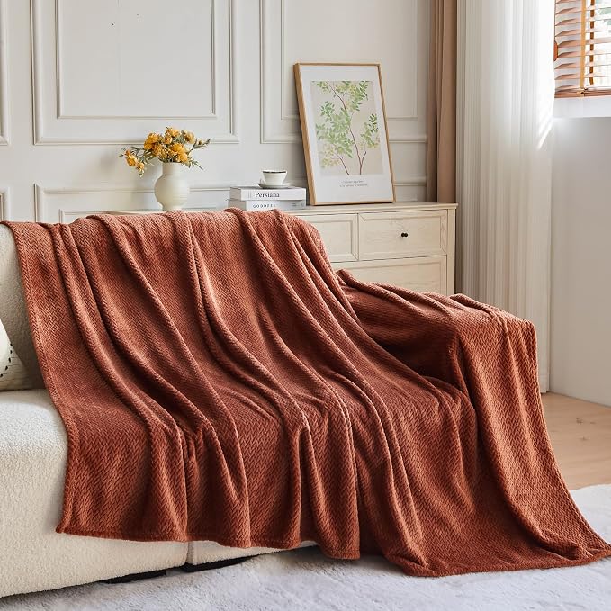 NEWCOSPLAY Super Soft Throw Blanket Coffee Premium Silky Flannel Fleece Leaves - Image 7