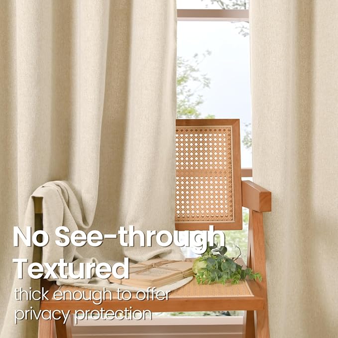 BGment Extre Long Oatmeal Linen Curtains 108 Inch Length 2 Panels - Image 5