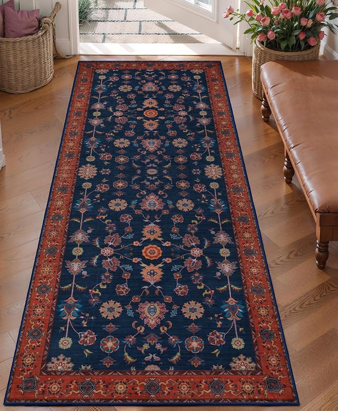 Tangsoo Washable Runner Rug for Hallway Non Slip, 2x5 Boho Floral Vintage by Tangsoo
