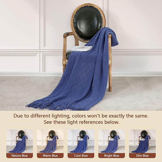 inhand Navy Blue Throw Blanket for Couch and Bed, Soft Living Room Home Decor - Image 6