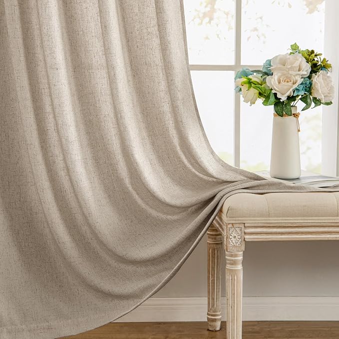 MIULEE Non-See-Through Privacy Linen Curtains 2 Panels, Light Filtering Window - Image 9