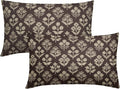 Drak Brown Pillow Covers 12x20 Inch Set of 2, Cream Floral Block Print Pattern by Sivirary