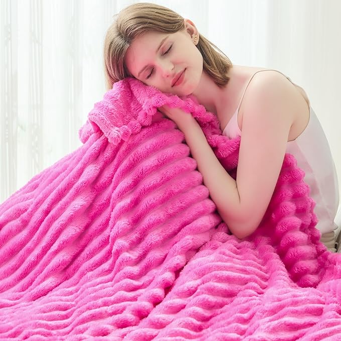 NEWCOSPLAY Super Soft King Blanket Hot Pink Premium Silky Flannel Fleece 3D - Image 7