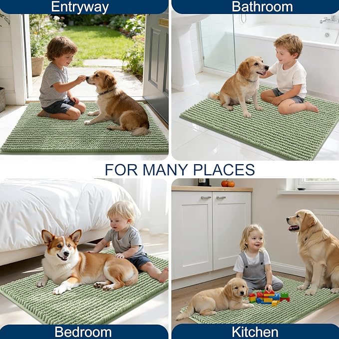 OLANLY Dog Door Mat for Muddy Paws 70x46, Ultra Absorbent Chenille Mud Doormat - Image 8