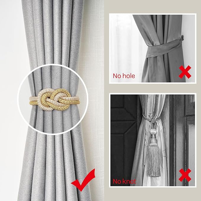NICEEC 4 Pack Mini Magnetic Curtain Tiebacks Nordic Simple Style Drape Tie - Image 2