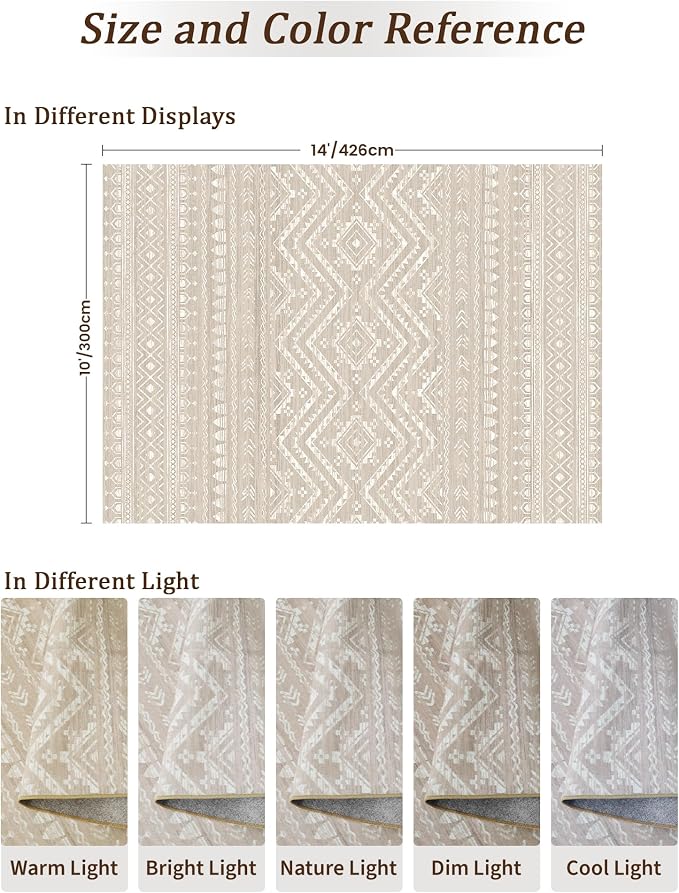 Miukiki 10x14 Area Rugs for Living Room Moroccan Washable Rugs Non Slip Indoor - Image 2