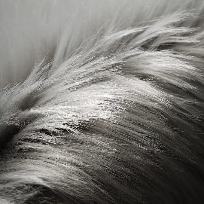 SERISSA Soft Fluffy Rug Grey Faux Sheepskin Fur Rug Shaggy Area Rug - Image 5