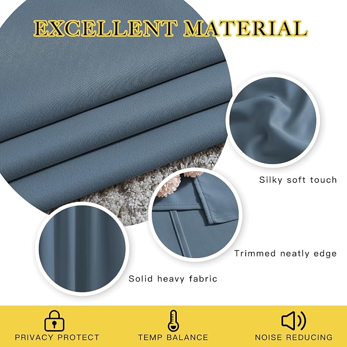 NICETOWN Smoky Blue Curtains for Girls Room - Image 3