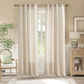 jinchan Linen Curtains Taupe Grey on Beige Striped Curtains by JINCHAN