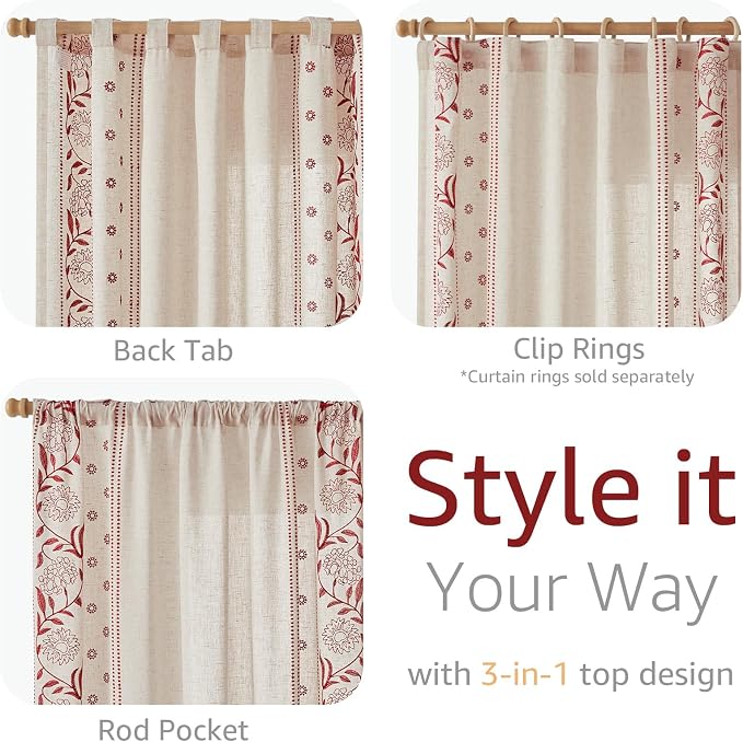 jinchan Winslow Linen Curtains for Bedroom 108 Inches Length Embroidered - Image 6