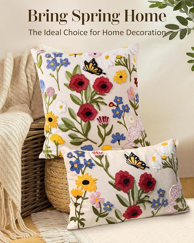 Embroidered Lumbar Pillow Cover 20x12 Inch - Image 5