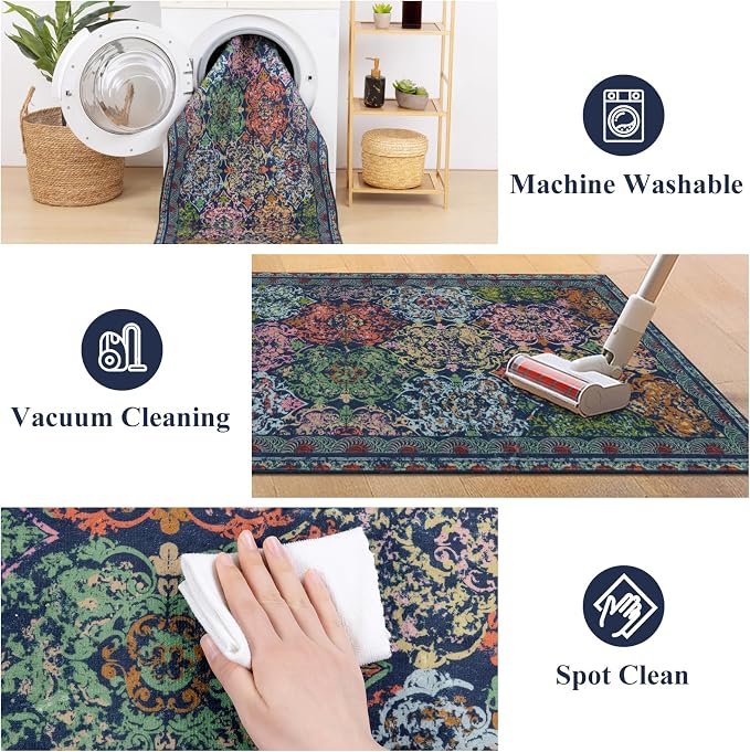 Vaukki Hallway Runner Rug, Vintage Shaggy Soft Laundry Rug Runner, Non Slip - Image 5