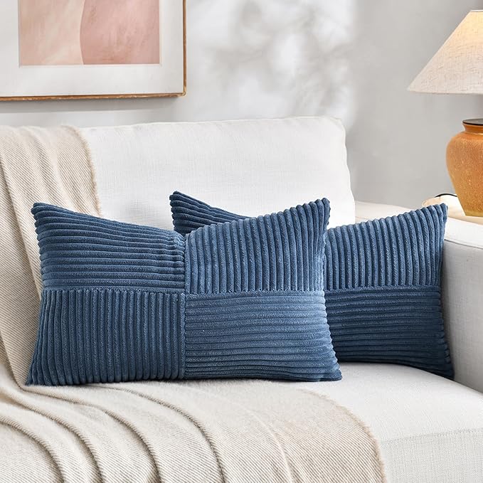 Fancy Homi 2 Packs Dusty Blue Lumbar Decorative Throw Pillow Covers 20x28 Inch by Fancy+Homi