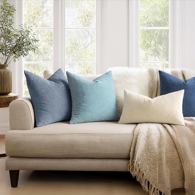 MIULEE Smoke Blue Couch Pillow Covers 18x18 Inch - Image 3