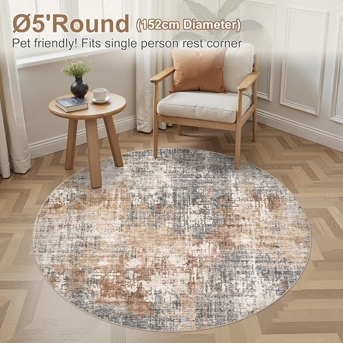 DMOYEST 5ft Round Area Rug Living Room Rugs - Image 3