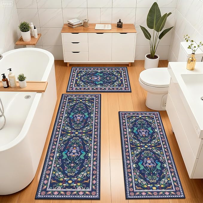 HEBE Washable Kitchen Rugs Sets of 3, Non Slip Absorbent Kitchen Rugs and Mats - Image 8