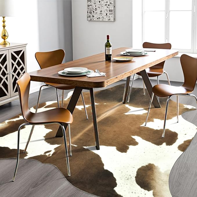 Easycozy Faux Cowhide Cow Print Rug: 8 x 10 Western Decor Faux Cowhide - Image 4