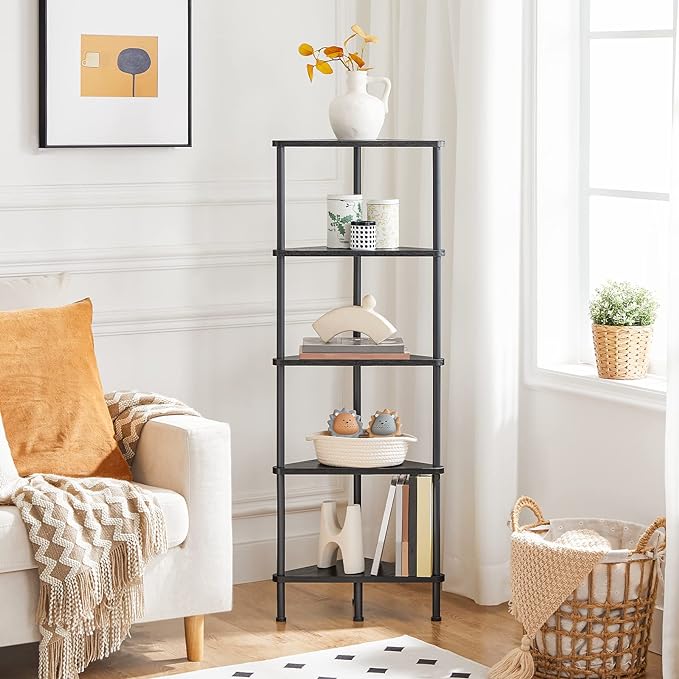 HOOBRO Corner Shelf Stand, Industrial 5-Tier Wall Corner Bookshelf - Image 2