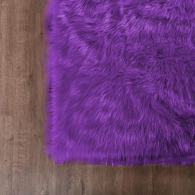 Goolela Purple Area Rug 6x9 Fluffy Fuzzy Furry Shag Carpet - Image 6