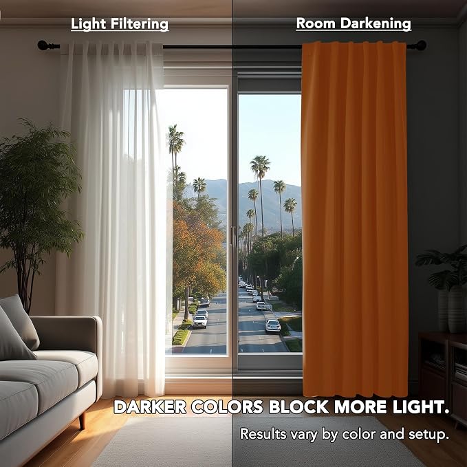 Deconovo Blackout Curtains for Kitchen Window Back Tab and Rod Pocket Curtains - Image 3