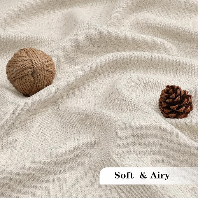 Chyhomenyc Natural Valance for Windows, Light Filtering Faux Linen Slub - Image 6