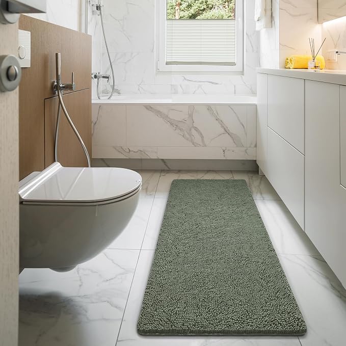 LOCHAS Luxury Bathroom Rug Shaggy Bath Mat 48 x 17 Inch, Washable Non Slip Bath - Image 7