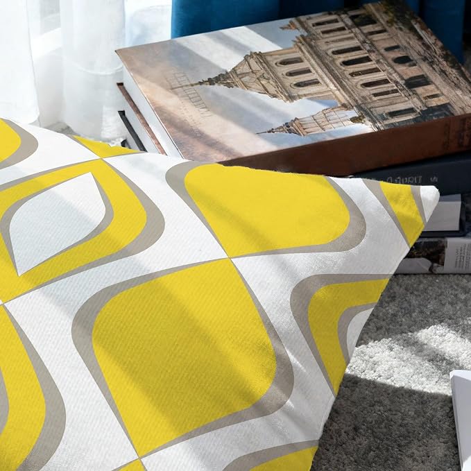Hexagram Yellow Geometric Pillow Covers 18x18 Set of 4, Decorative Outdoor - Image 4