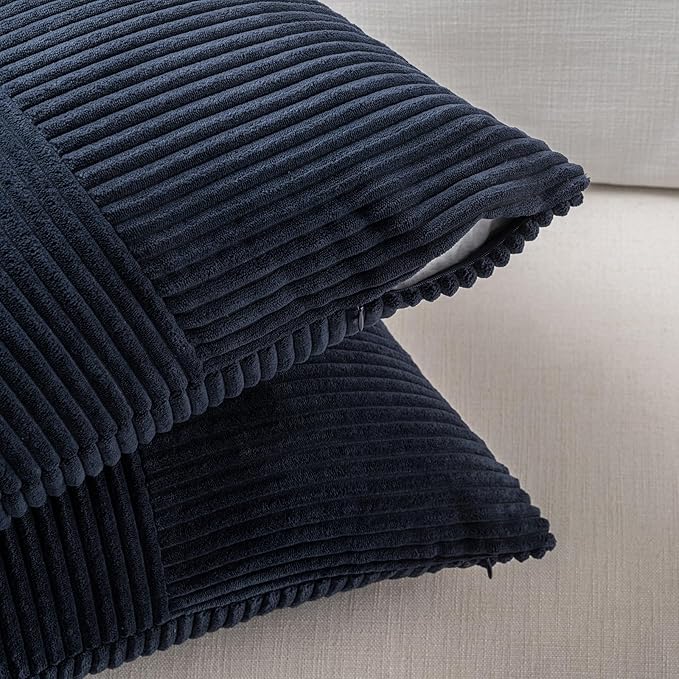 Fancy Homi 2 Packs Navy Blue Decorative Throw Pillow Covers 20x20 Inch - Image 4